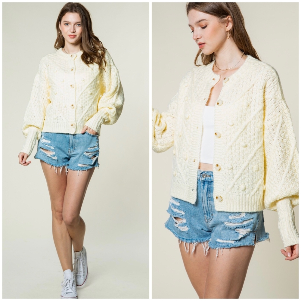 Very J Cream Cozy Chic Medium Chunky Knit Cardigan - Picture 6 of 10